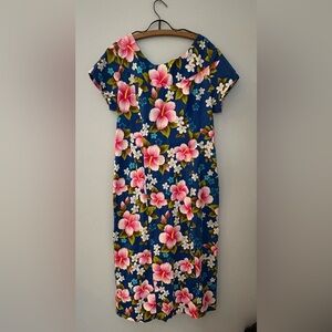 Vintage Ui-Maikai Hawaiian Floral Dress – Made in Hawaii – 100% Cotton – Sz M/L